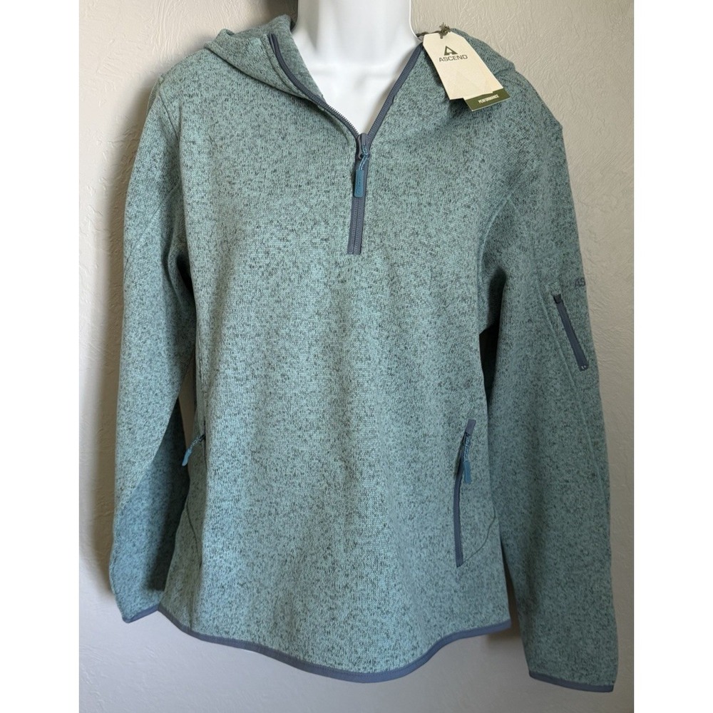 Ascend Hooded Fleece Sweater Womens Size Medium Tourmaline Teal Expedition NEW!